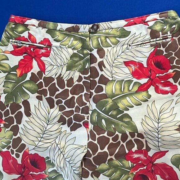 Transitions Animal Print Tropical Brushed Cotton Wide Leg Pant Capri - size 12 - Picture 2 of 8